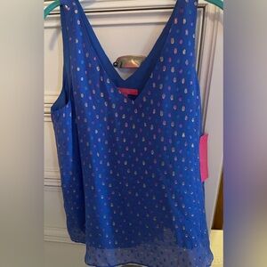 Lilly Pulitzer Iris Blue Silk V-Neck Top